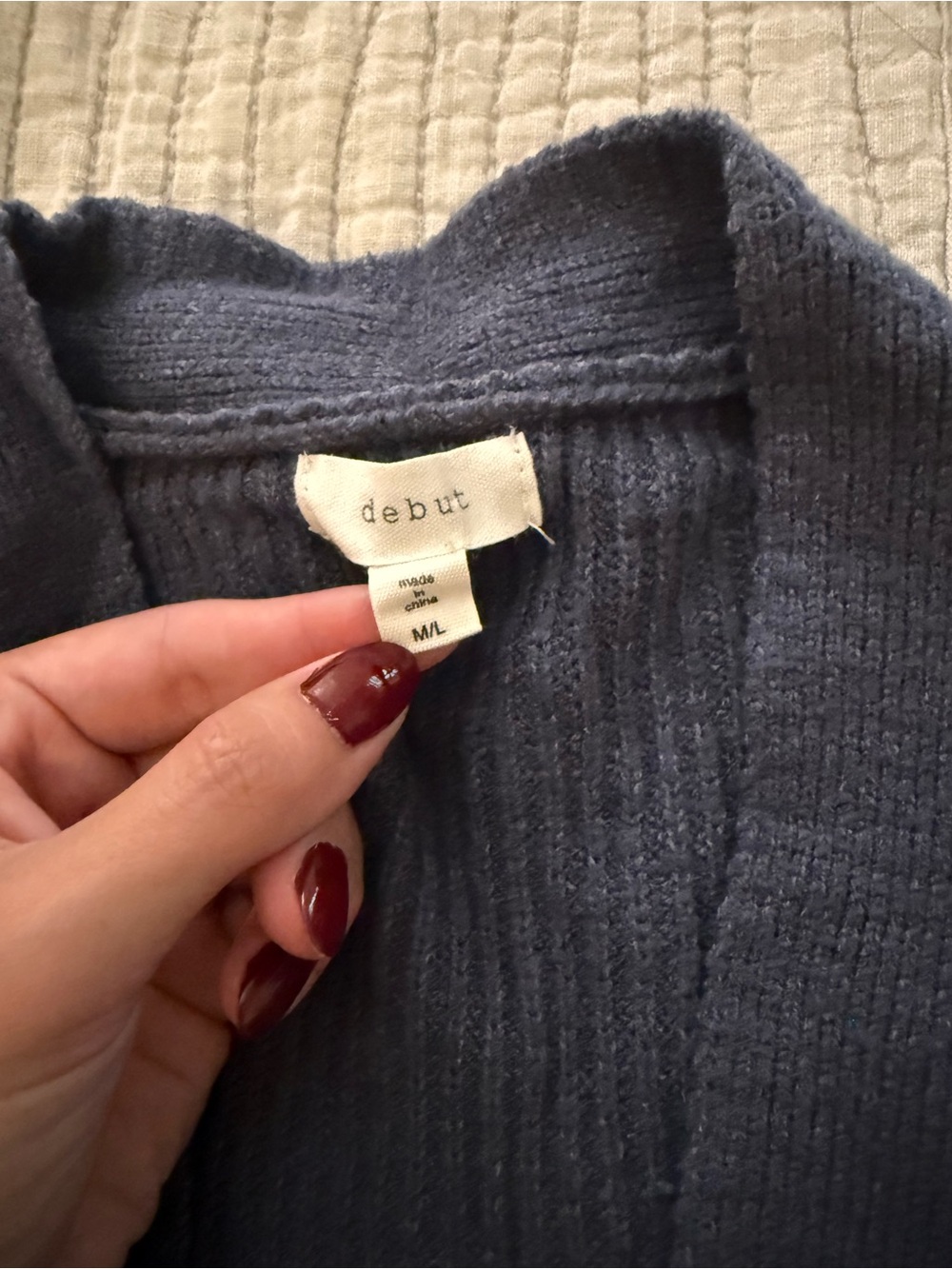 Debut Navy Ribbed Open-Front Cardigan - Picture 2 of 2
